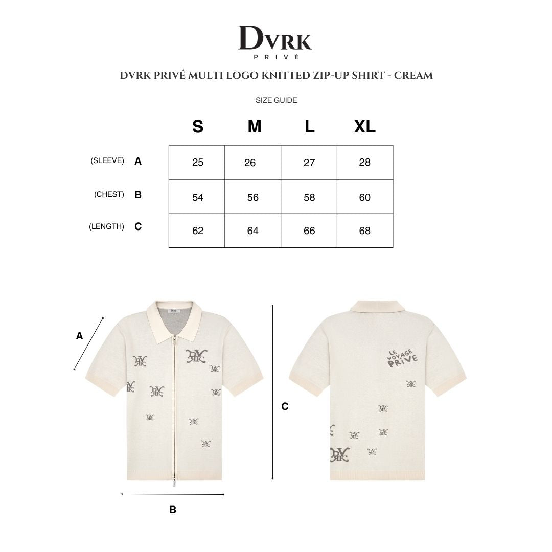 DVRK PRIVÉ MULTI LOGO KNITTED ZIP-UP SHIRT - CREAM