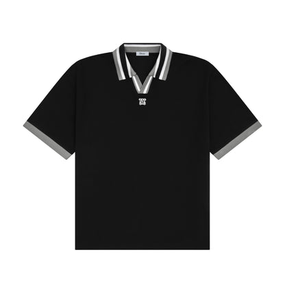 DVRK PRIVÉ BUTTONLESS LINED POLO - BLACK