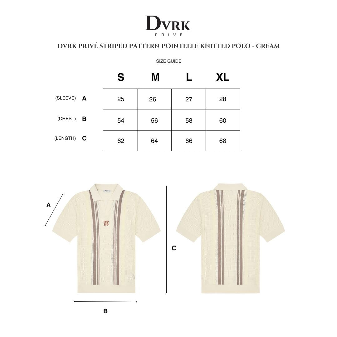 DVRK PRIVÉ STRIPED PATTERN POINTELLE KNITTED POLO - CREAM