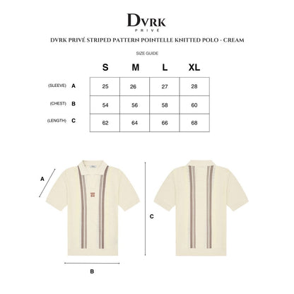 DVRK PRIVÉ STRIPED PATTERN POINTELLE KNITTED POLO - CREAM