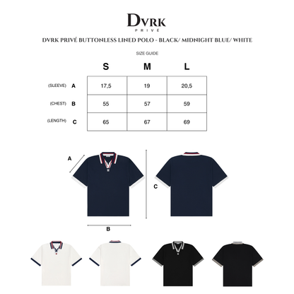 DVRK PRIVÉ BUTTONLESS LINED POLO - WHITE