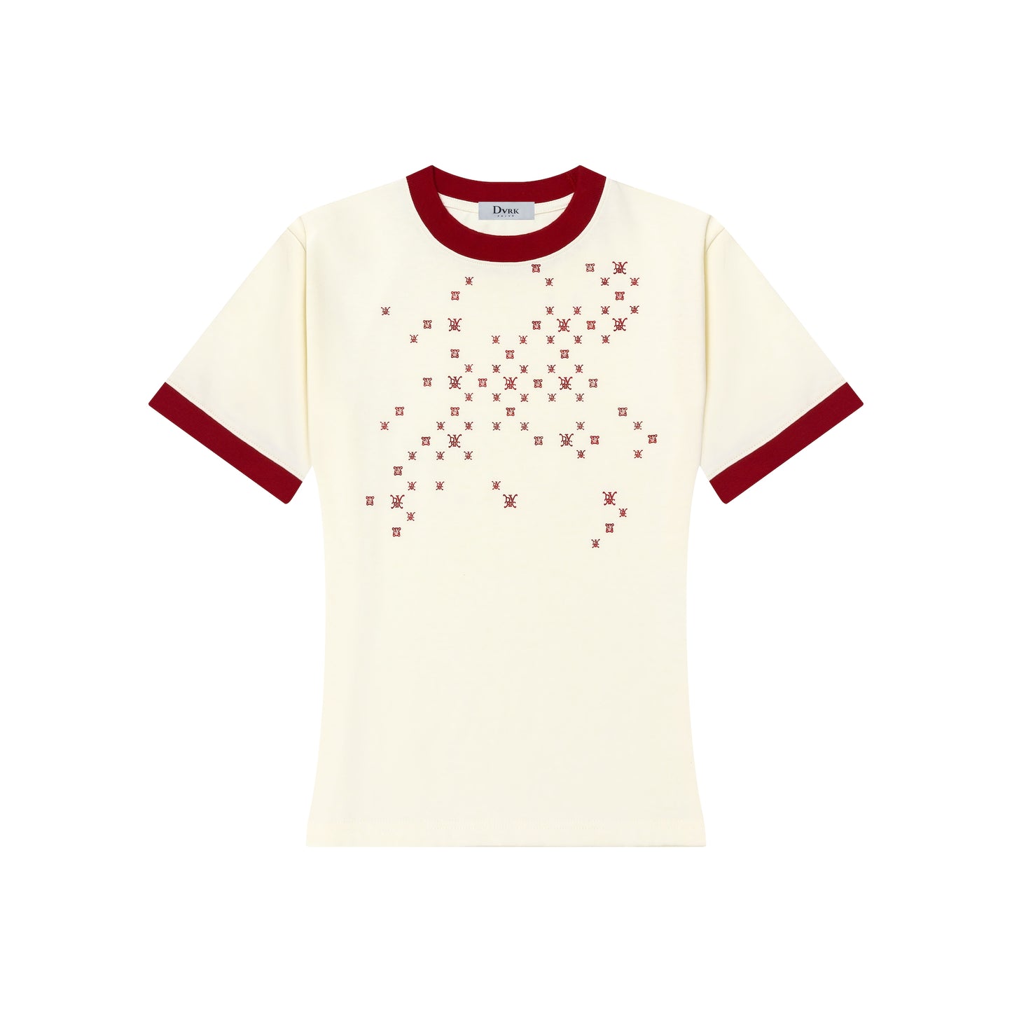 DVRK PRIVÉ MULTI LOGO GRADIENT BABY TEE - CREAM/RED