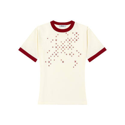 DVRK PRIVÉ MULTI LOGO GRADIENT BABY TEE - CREAM/RED