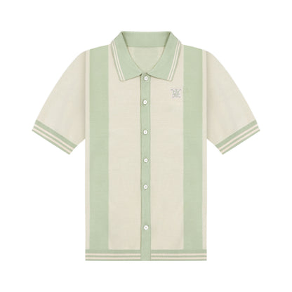 DVRK PRIVÉ STRIPED PATTERN POINTELLE KNITTED SHIRT - DEWKIST