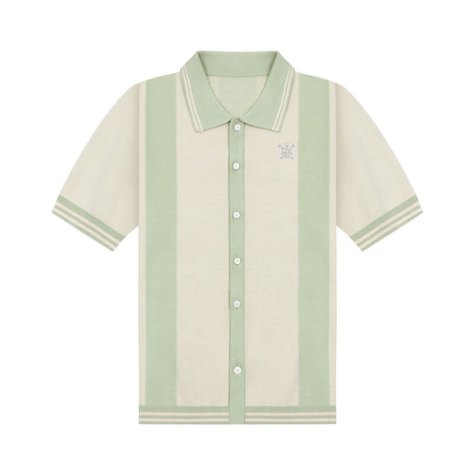 DVRK PRIVÉ STRIPED PATTERN POINTELLE KNITTED SHIRT - DEWKIST