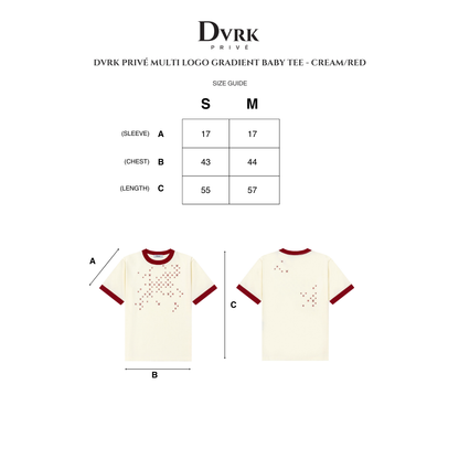 DVRK PRIVÉ MULTI LOGO GRADIENT BABY TEE - CREAM/RED