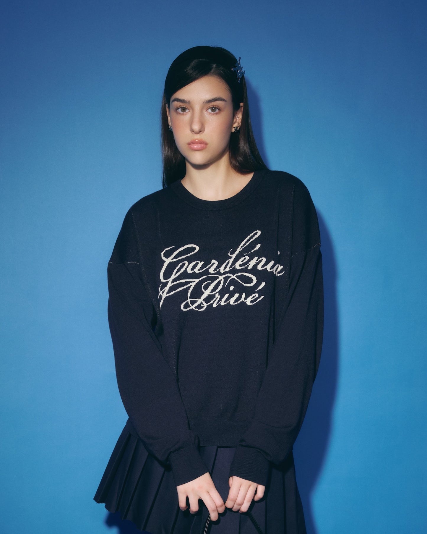 DVRK PRIVÉ GARDENIA LOGO SWEATER - MIDNIGHT BLUE