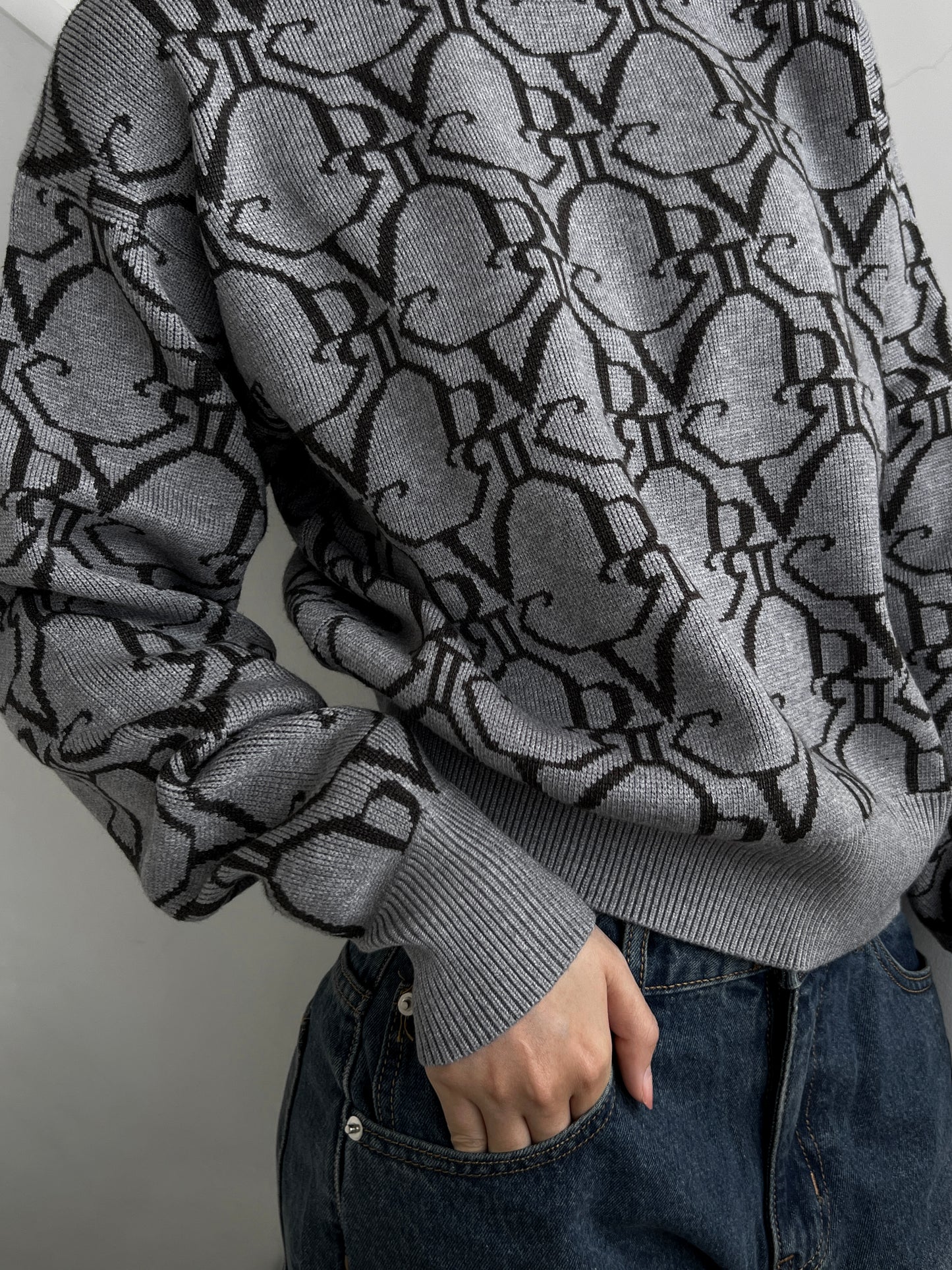 DVRK PRIVÉ MONOGRAM SWEATER - STEEL GREY