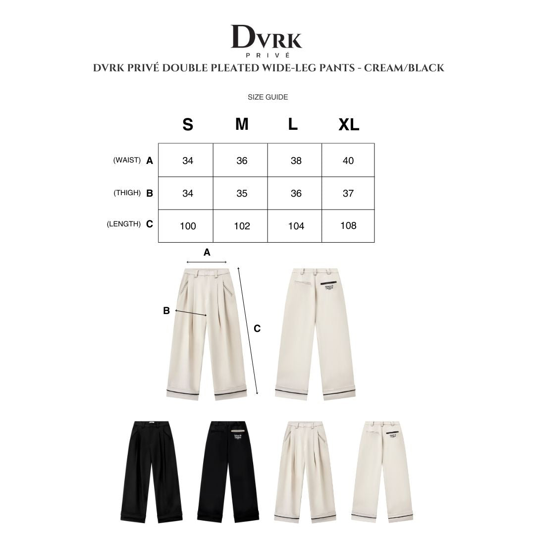 DVRK PRIVÉ DOUBLE PLEATED WIDE-LEG PANTS - BLACK