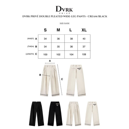 DVRK PRIVÉ DOUBLE PLEATED WIDE-LEG PANTS - BLACK